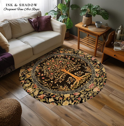 Baroque Forest Whimsical Accent Rug | Ornate Botanical Design Gothic Cottagecore Decor Romantic Fairycore Vintage Floral Bedroom Carpet |