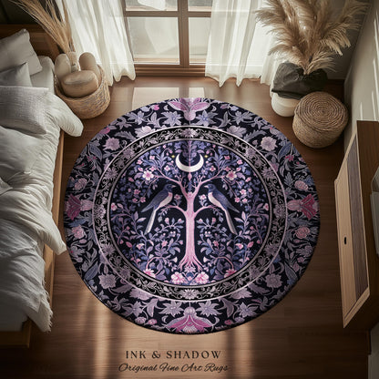 Magpie Ethereal Moon Gothic Rug | Baroque Pastel Purple Celestial Bedroom Accent Victorian Fairytale Inspired Decor Whimsigoth Bedroom Decor