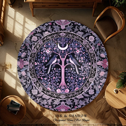 Magpie Ethereal Moon Gothic Rug | Baroque Pastel Purple Celestial Bedroom Accent Victorian Fairytale Inspired Decor Whimsigoth Bedroom Decor