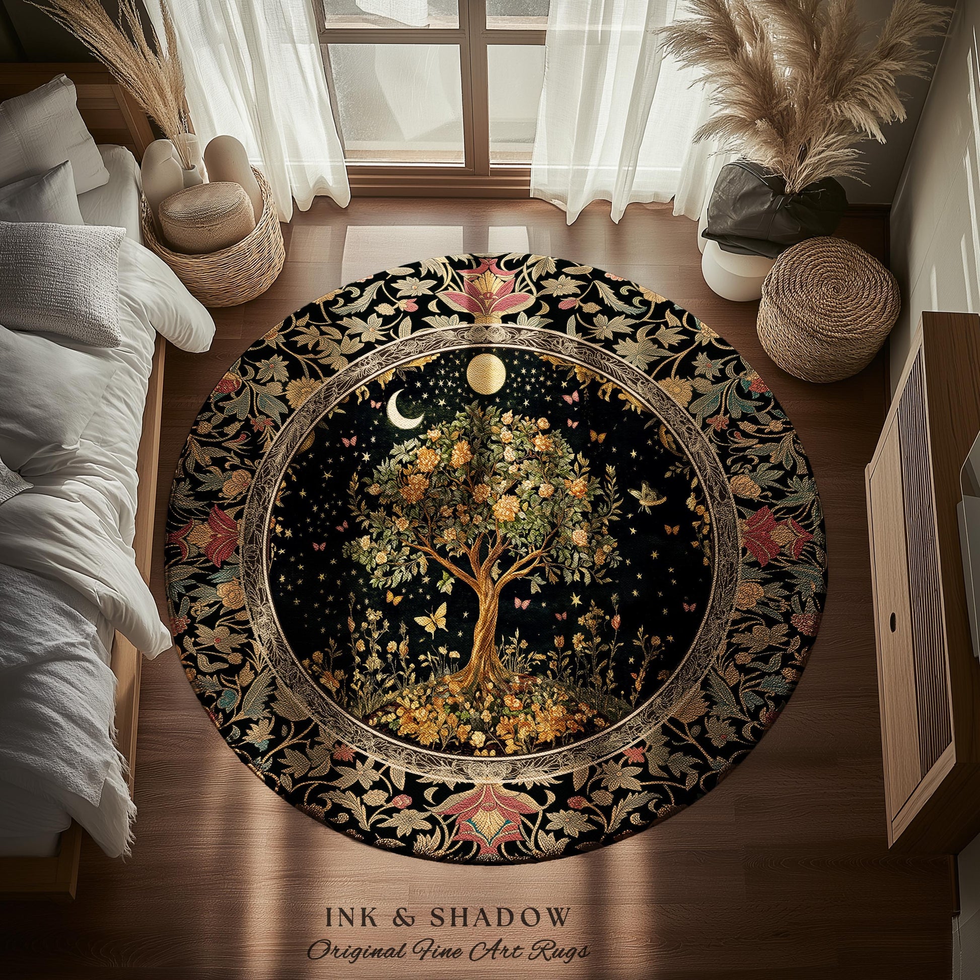 Rustic Medieval Fairycore Area Rug | Gothic Forest Home Decor Maximalist Aesthetic Housewarming Gift Parisian Living Room Accent Chateaucore