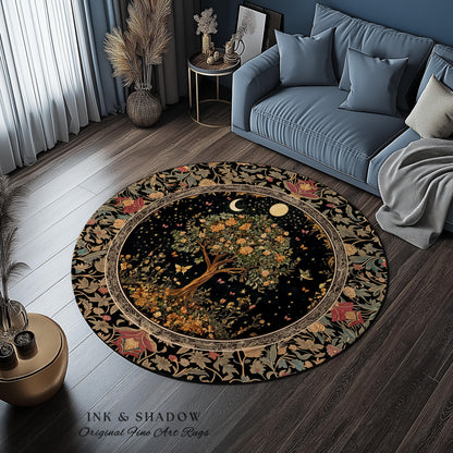Rustic Medieval Fairycore Area Rug | Gothic Forest Home Decor Maximalist Aesthetic Housewarming Gift Parisian Living Room Accent Chateaucore
