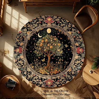 Rustic Medieval Fairycore Area Rug | Gothic Forest Home Decor Maximalist Aesthetic Housewarming Gift Parisian Living Room Accent Chateaucore