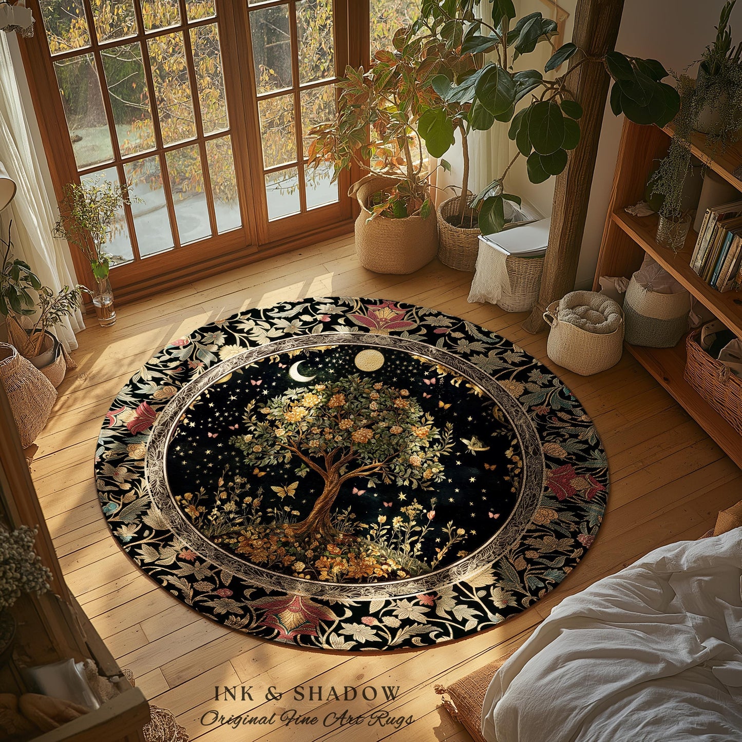Rustic Medieval Fairycore Area Rug | Gothic Forest Home Decor Maximalist Aesthetic Housewarming Gift Parisian Living Room Accent Chateaucore