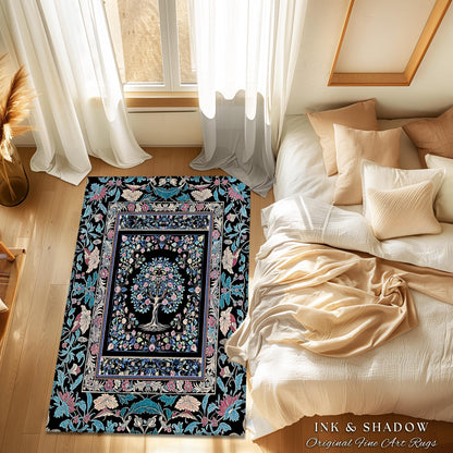 Timeless Folklore Tree Accent Rug | Gothic Floral Medieval Ornate Nature Motif Romantic Garden Aesthetic Tapestry Decor Maximalist Home |