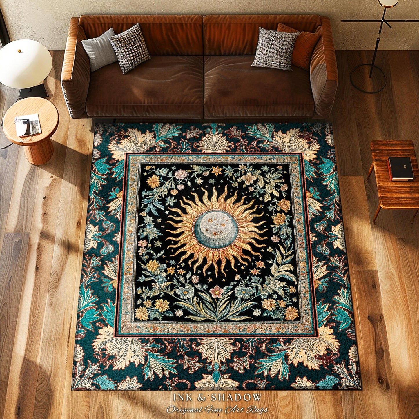 Celestial Sun Moon Rug | Gothic Tarot Astrology Bohemian Home Decor