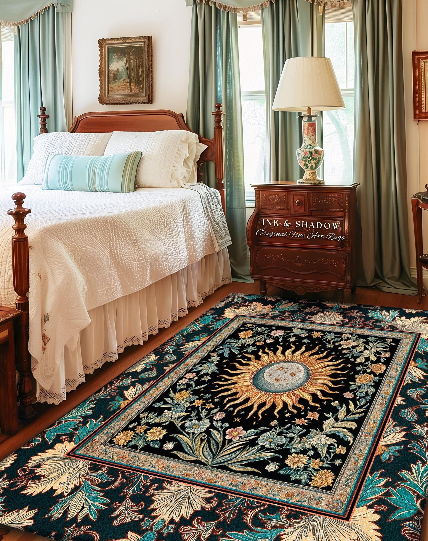 Celestial Sun Moon Rug | Gothic Tarot Astrology Bohemian Home Decor