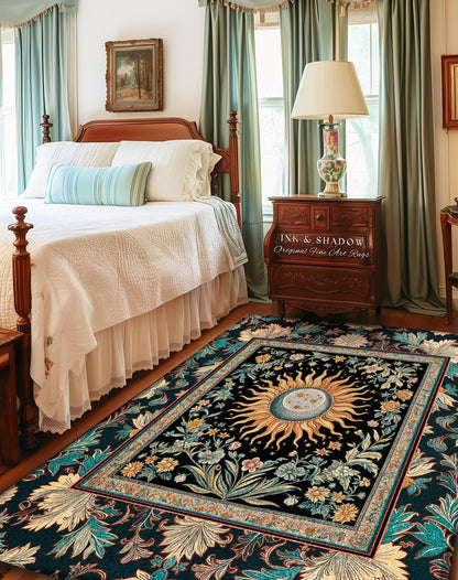 Celestial Sun Moon Rug | Gothic Tarot Astrology Bohemian Home Decor