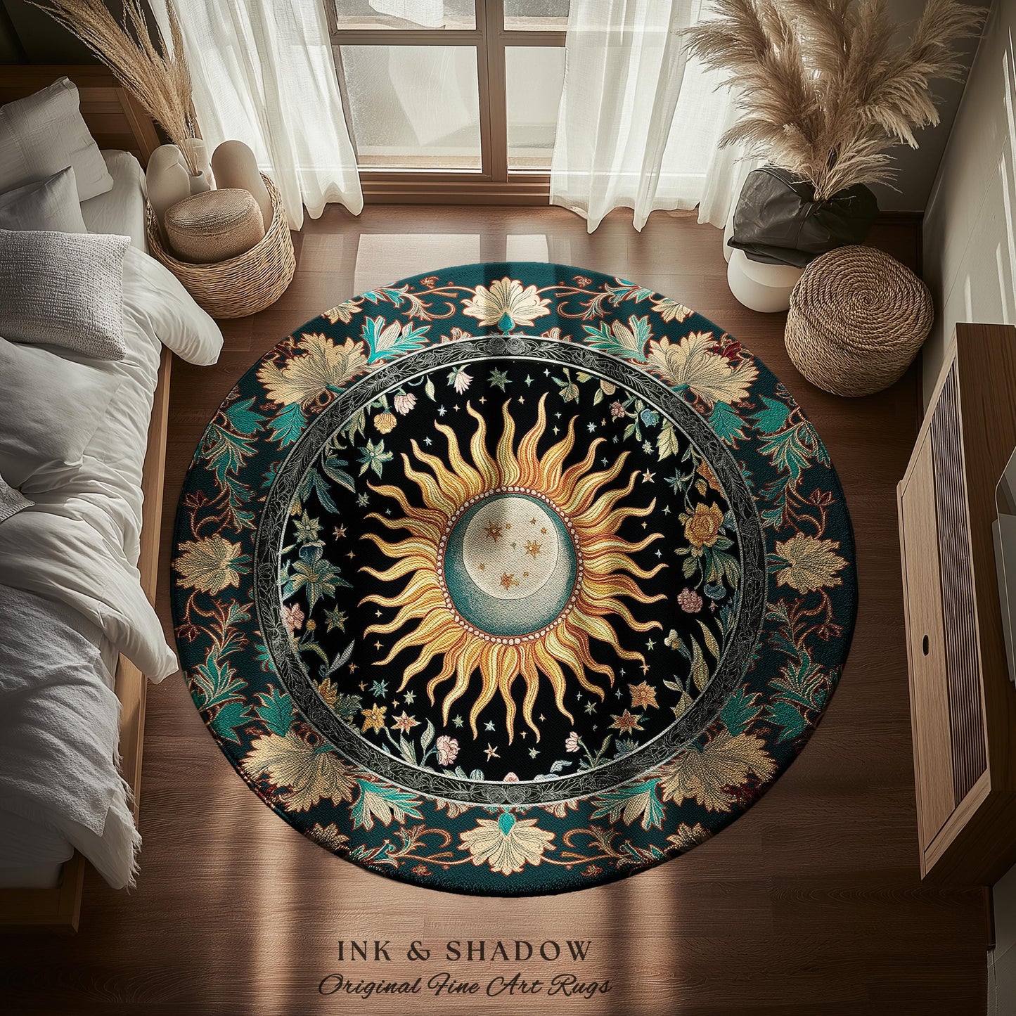 Celestial Sun Moon Rug | Gothic Tarot Astrology Bohemian Home Decor