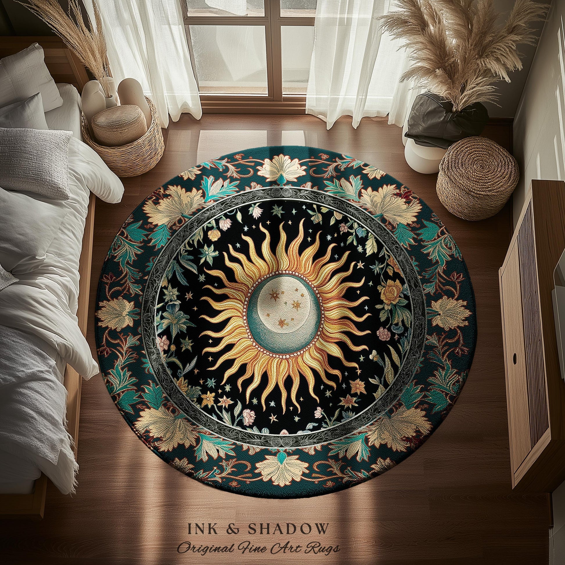 Celestial Sun Moon Rug | Gothic Tarot Astrology Bohemian Home Decor