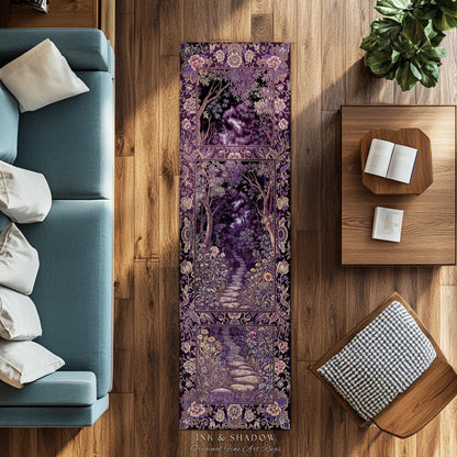 Magical Woodland Mushroom Rug | Fairytale Theme Woodland Botanical Aesthetic Whimsical Home Decor Bedroom Housewarming Gift Purple Woods |