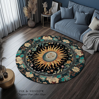 Celestial Sun Moon Rug | Gothic Tarot Astrology Bohemian Home Decor