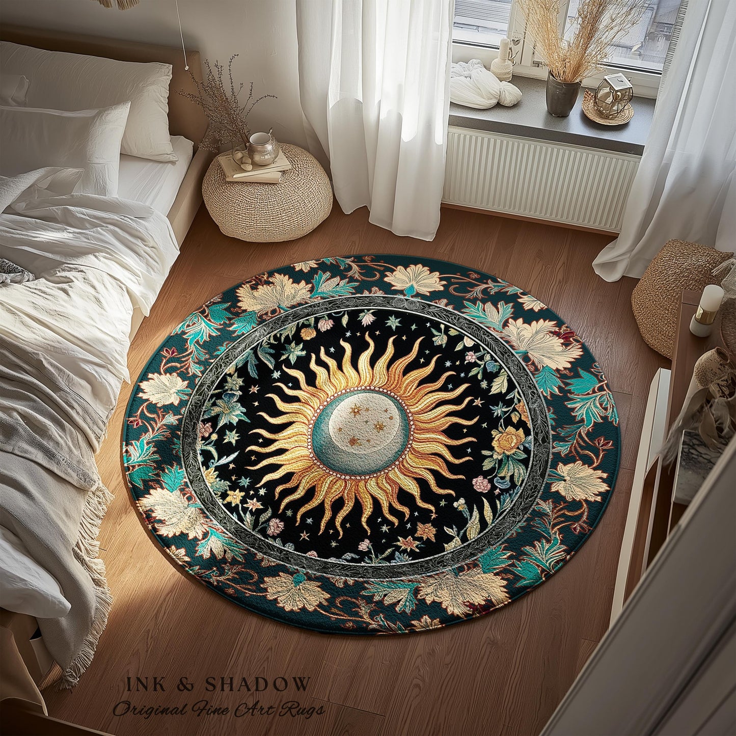 Celestial Sun Moon Rug | Gothic Tarot Astrology Bohemian Home Decor