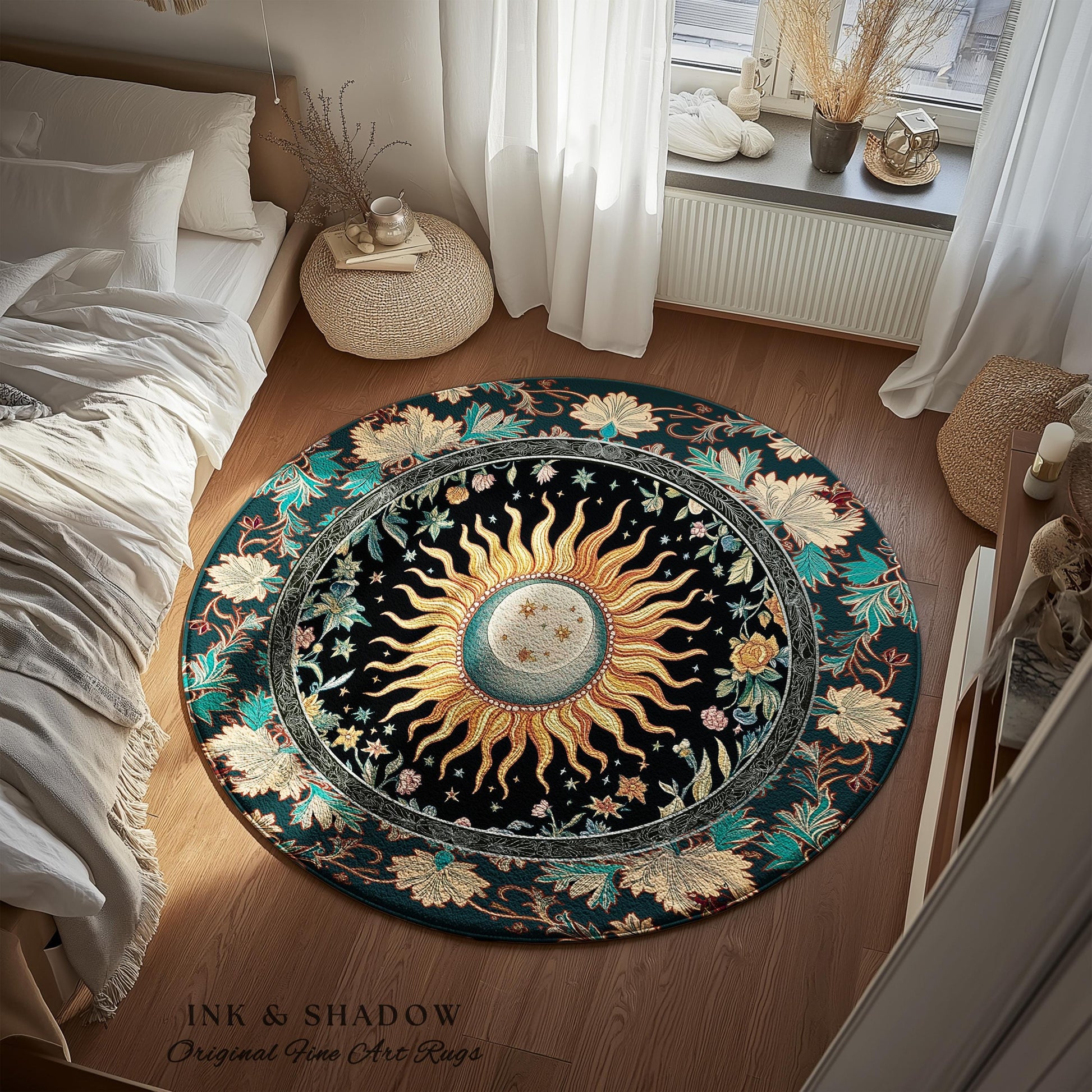 Celestial Sun Moon Rug | Gothic Tarot Astrology Bohemian Home Decor