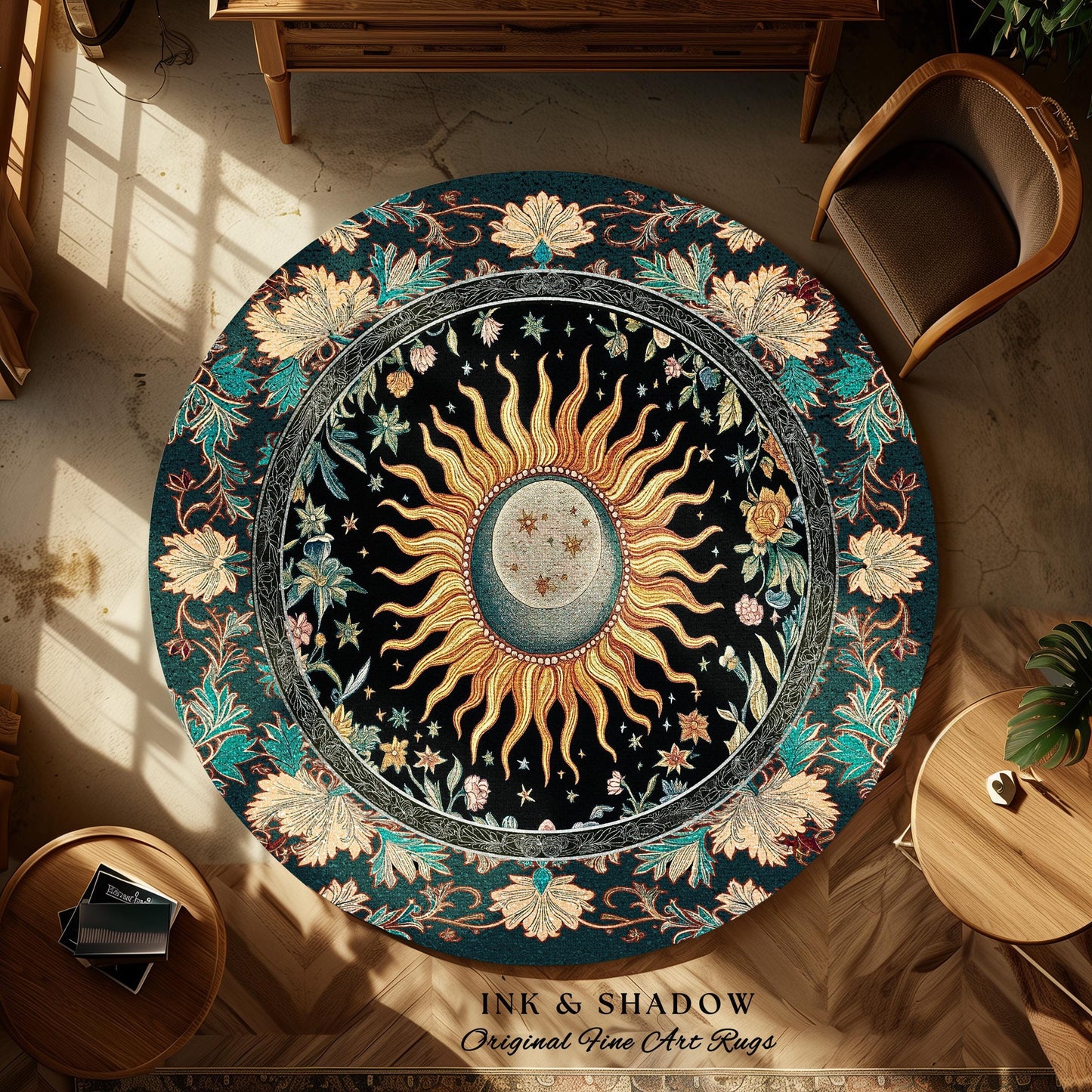 Celestial Sun Moon Rug | Gothic Tarot Astrology Bohemian Home Decor