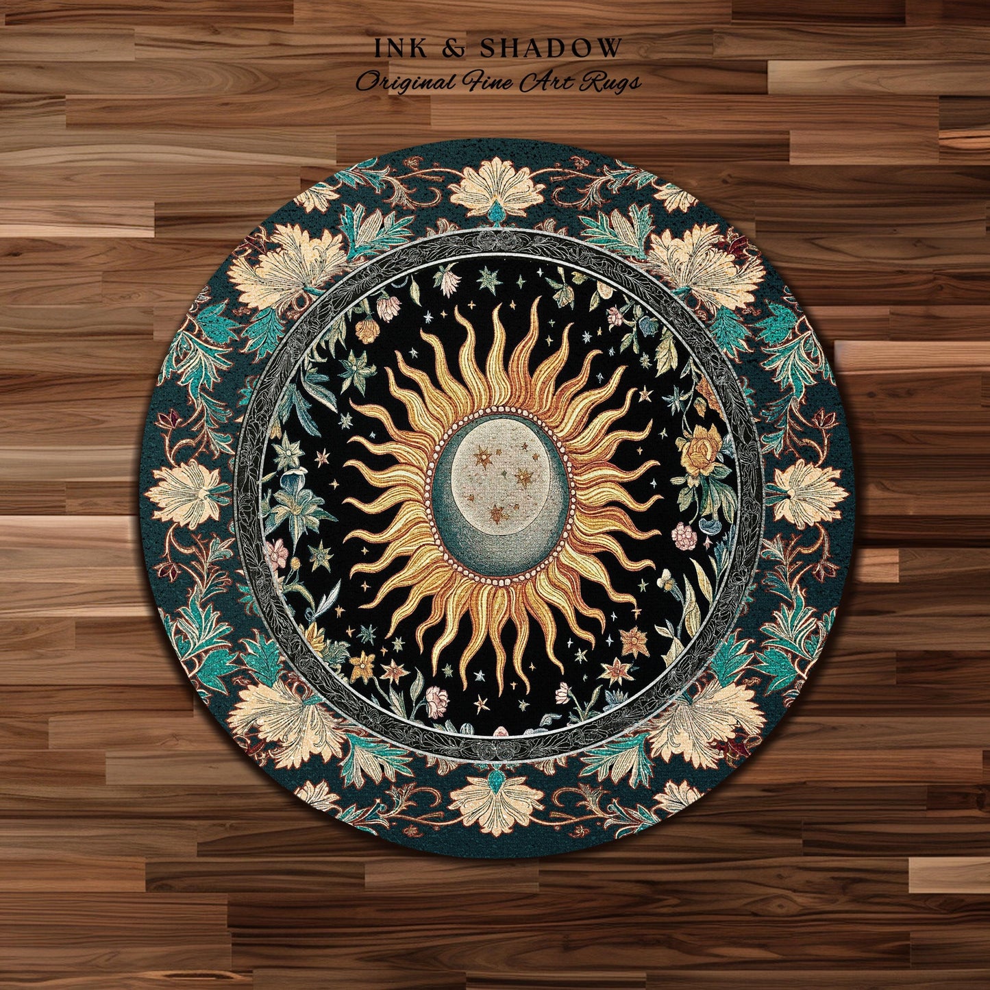 Celestial Sun Moon Rug | Gothic Tarot Astrology Bohemian Home Decor