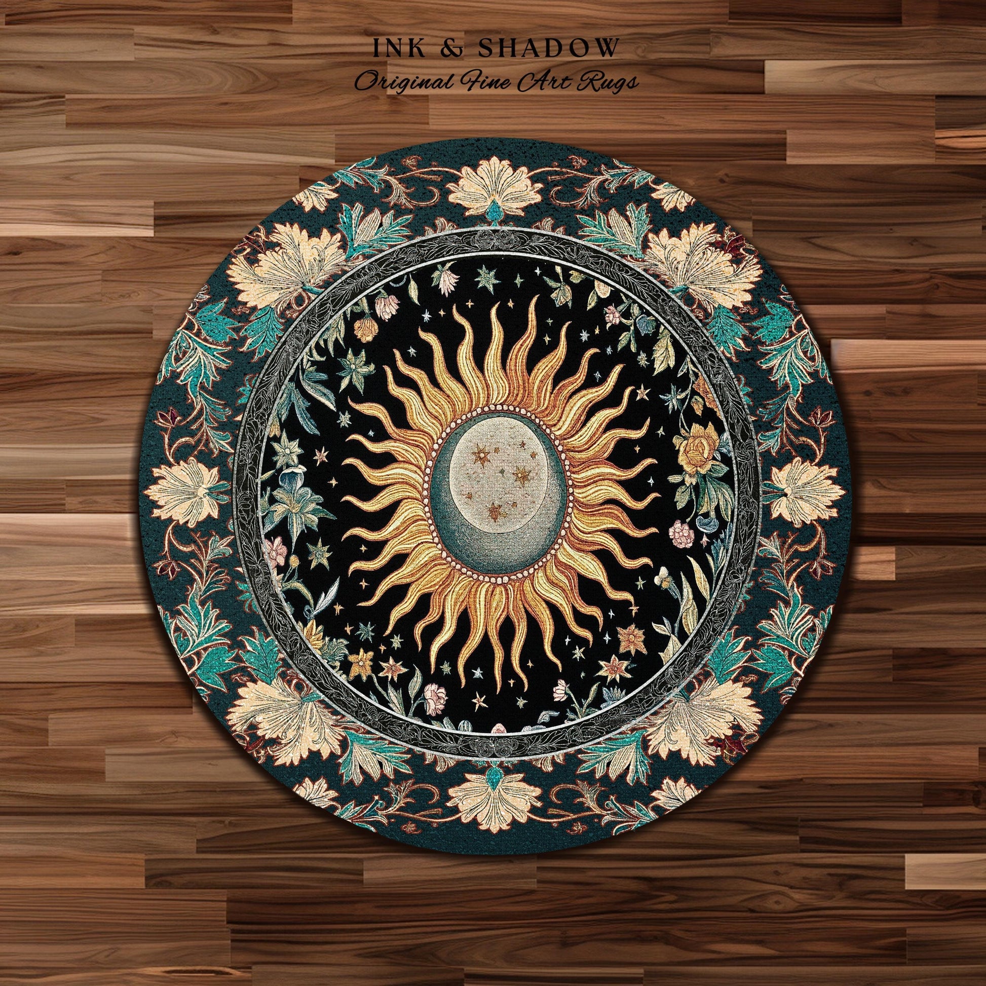 Celestial Sun Moon Rug | Gothic Tarot Astrology Bohemian Home Decor