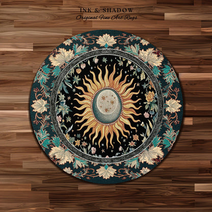 Celestial Sun Moon Rug | Gothic Tarot Astrology Bohemian Home Decor
