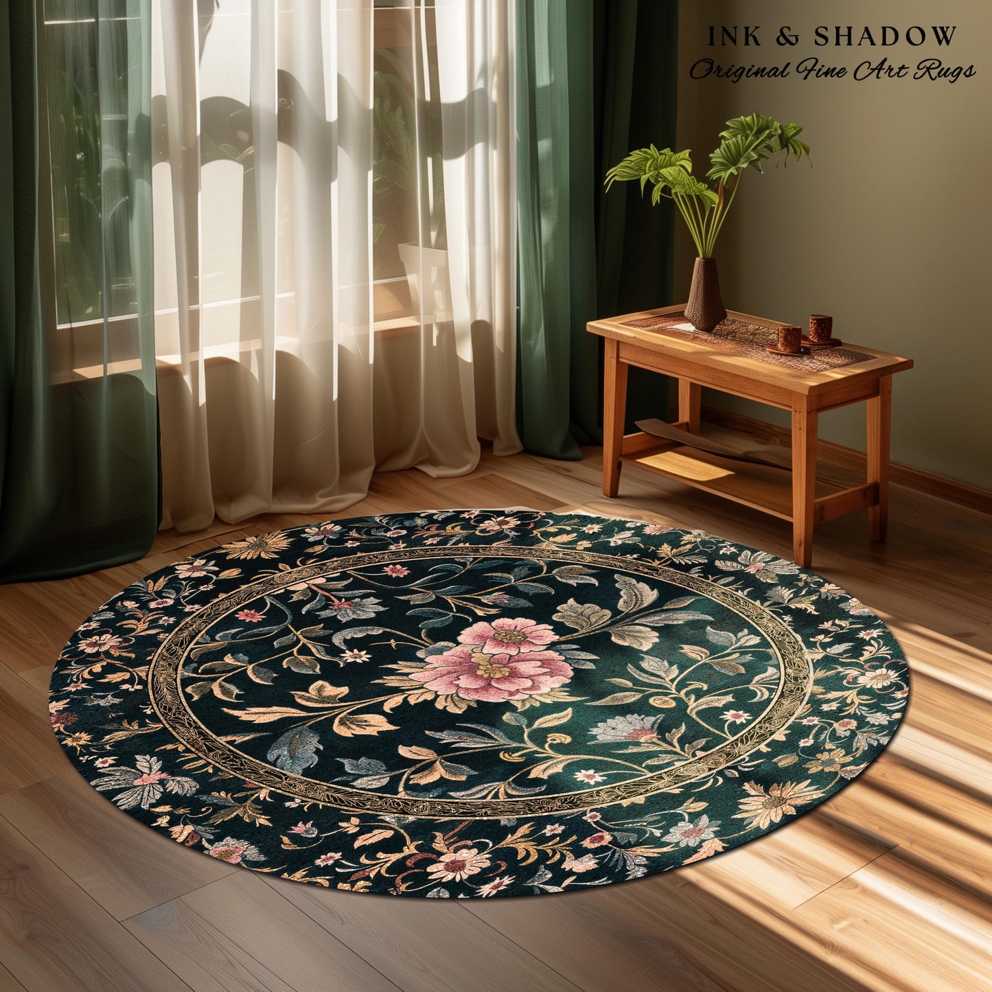 Maximalist Wildflower Rug | Dark Floral Aesthetic Danish Pastel Home Decor Rustic Housewarming Gift Fairycore Bedroom Folklore Inspired |
