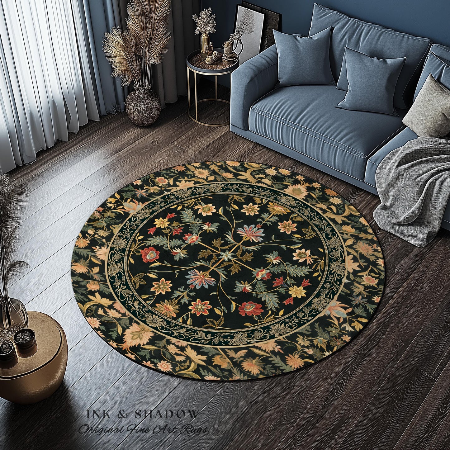 Boho Maximalist Wildflower Rug | Folklore Aesthetic Danish Home Decor Rustic Housewarming Gift Fairycore Bedroom Whimsical Living Room |