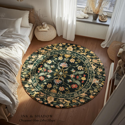 Boho Maximalist Wildflower Rug | Folklore Aesthetic Danish Home Decor Rustic Housewarming Gift Fairycore Bedroom Whimsical Living Room |