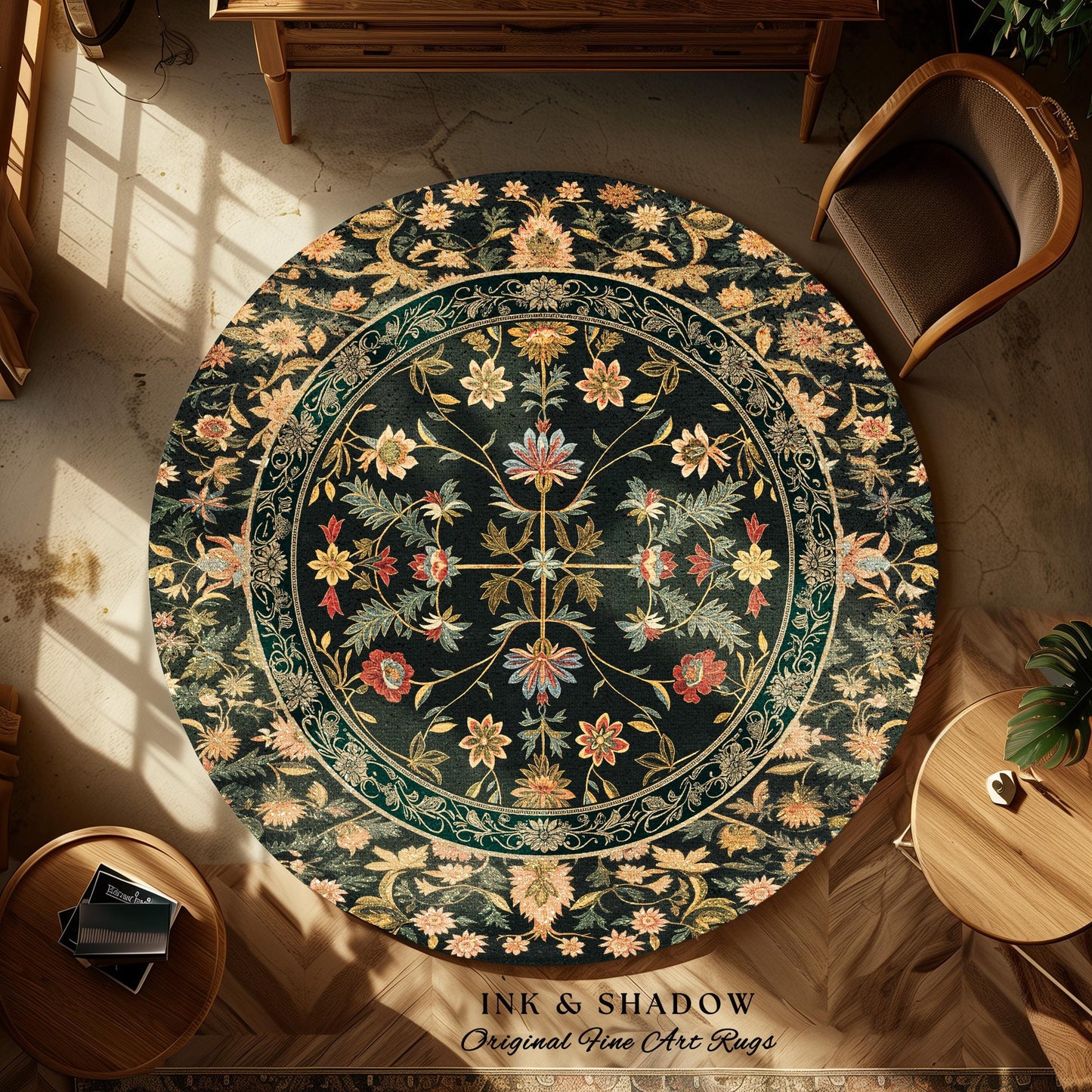 Boho Maximalist Wildflower Rug | Folklore Aesthetic Danish Home Decor Rustic Housewarming Gift Fairycore Bedroom Whimsical Living Room |