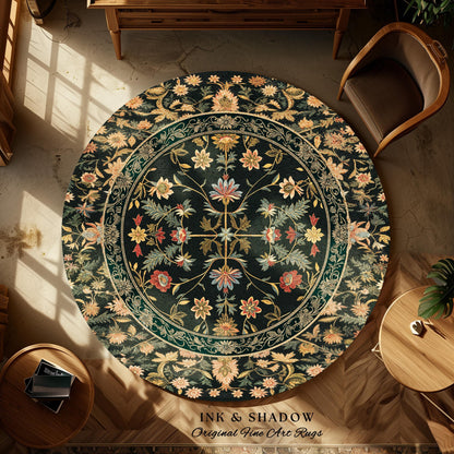 Boho Maximalist Wildflower Rug | Folklore Aesthetic Danish Home Decor Rustic Housewarming Gift Fairycore Bedroom Whimsical Living Room |