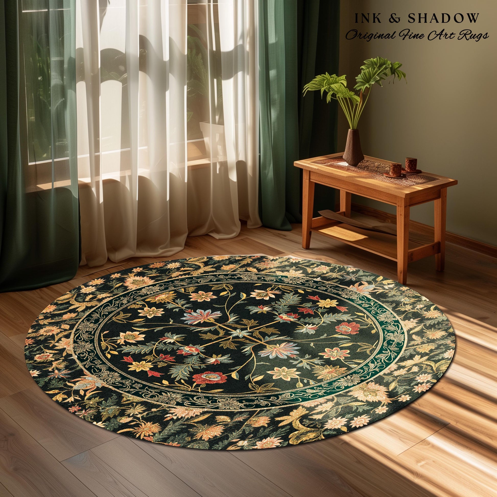 Boho Maximalist Wildflower Rug | Folklore Aesthetic Danish Home Decor Rustic Housewarming Gift Fairycore Bedroom Whimsical Living Room |
