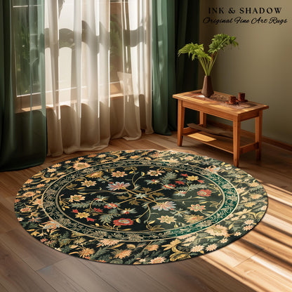 Boho Maximalist Wildflower Rug | Folklore Aesthetic Danish Home Decor Rustic Housewarming Gift Fairycore Bedroom Whimsical Living Room |