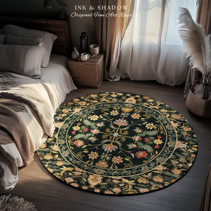 Boho Maximalist Wildflower Rug | Folklore Aesthetic Danish Home Decor Rustic Housewarming Gift Fairycore Bedroom Whimsical Living Room |