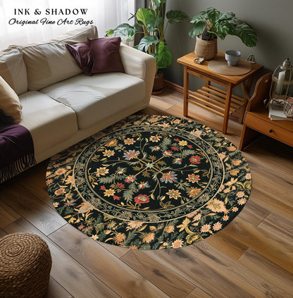 Boho Maximalist Wildflower Rug | Folklore Aesthetic Danish Home Decor Rustic Housewarming Gift Fairycore Bedroom Whimsical Living Room |