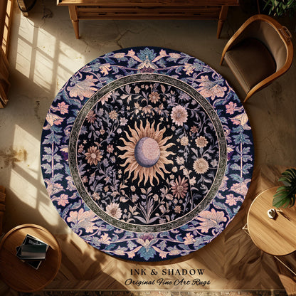 Pastel Whimsy Celestial Area Rug | Mystic Bohemian Celestial Witchy Home Decor Maximalist Gothic Sun and Moon Tarot Inspired Home Accent |