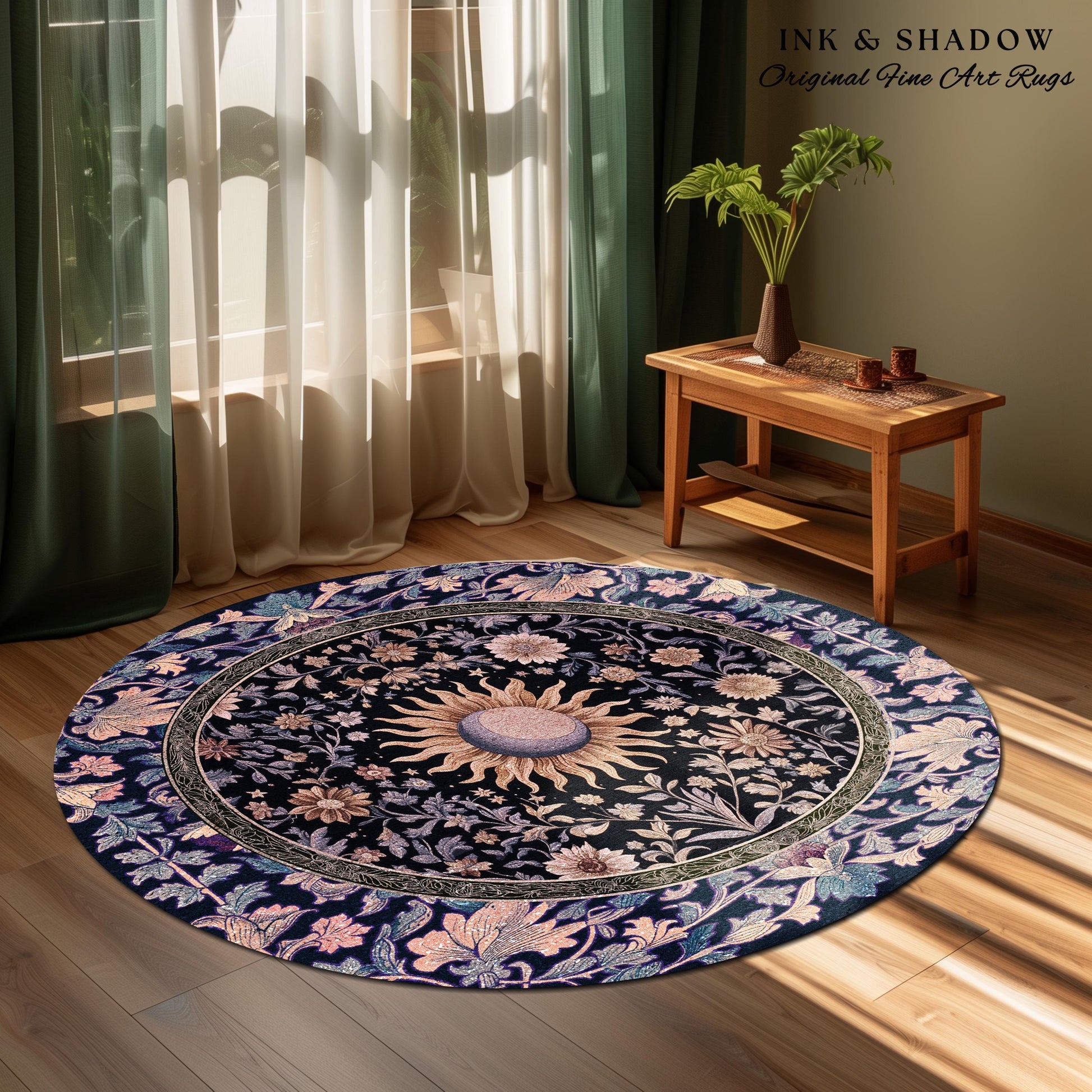 Pastel Whimsy Celestial Area Rug | Mystic Bohemian Celestial Witchy Home Decor Maximalist Gothic Sun and Moon Tarot Inspired Home Accent |