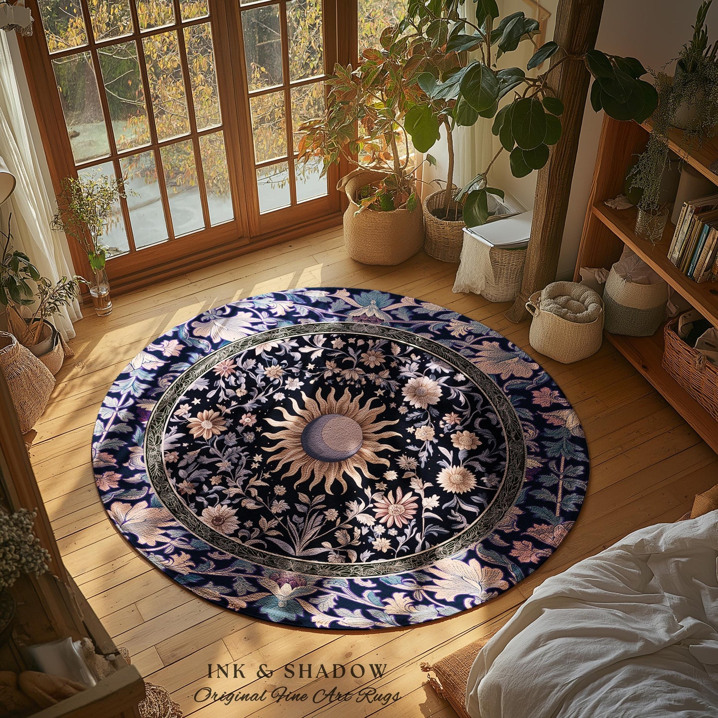 Pastel Whimsy Celestial Area Rug | Mystic Bohemian Celestial Witchy Home Decor Maximalist Gothic Sun and Moon Tarot Inspired Home Accent |