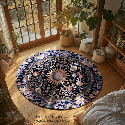 Pastel Whimsy Celestial Area Rug | Mystic Bohemian Celestial Witchy Home Decor Maximalist Gothic Sun and Moon Tarot Inspired Home Accent |