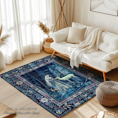 Ethereal Goddess Deer Rug | Dark Victorian Forest Accent Rug