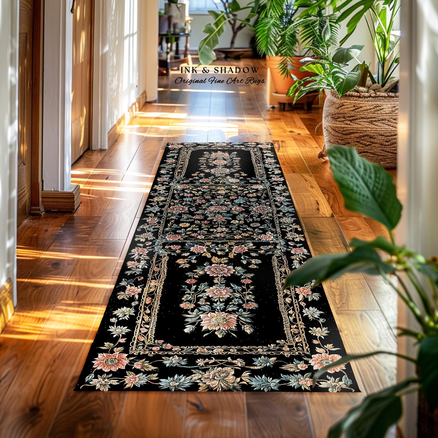 Elegant Victorian Floral Bedroom Rug | Maximalist Aesthetic Danish Pastel Home Decor Rustic Housewarming Gift Fairy Core Bedroom Whimsical |