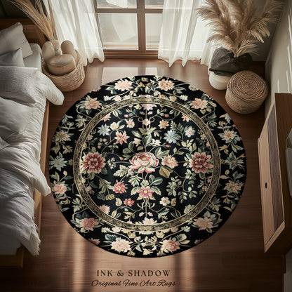 Elegant Victorian Floral Bedroom Rug | Maximalist Aesthetic Danish Pastel Home Decor Rustic Housewarming Gift Fairy Core Bedroom Whimsical |
