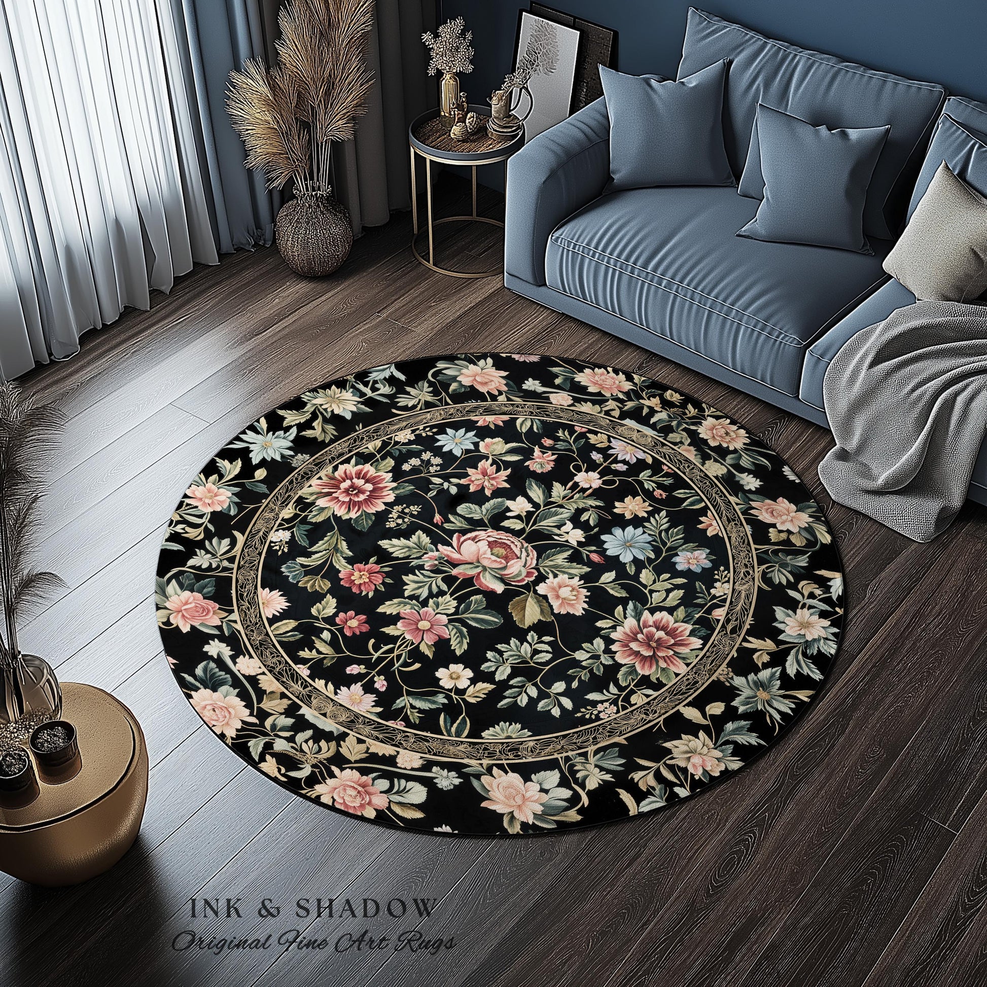 Elegant Victorian Floral Bedroom Rug | Maximalist Aesthetic Danish Pastel Home Decor Rustic Housewarming Gift Fairy Core Bedroom Whimsical |