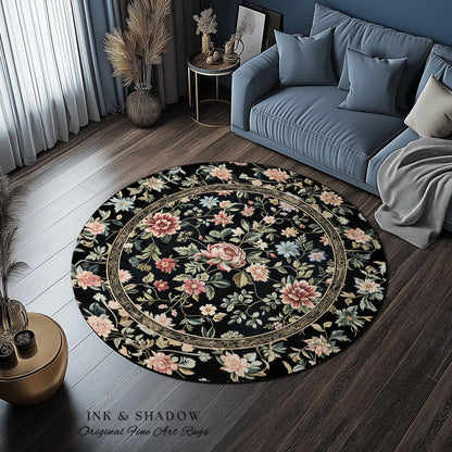 Elegant Victorian Floral Bedroom Rug | Maximalist Aesthetic Danish Pastel Home Decor Rustic Housewarming Gift Fairy Core Bedroom Whimsical |