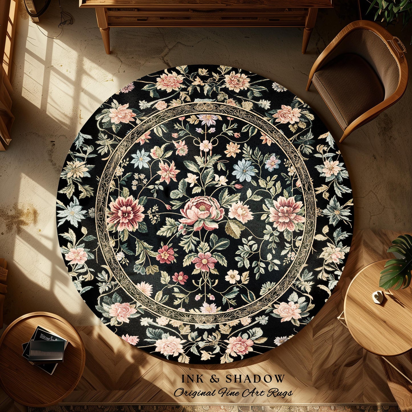 Elegant Victorian Floral Bedroom Rug | Maximalist Aesthetic Danish Pastel Home Decor Rustic Housewarming Gift Fairy Core Bedroom Whimsical |