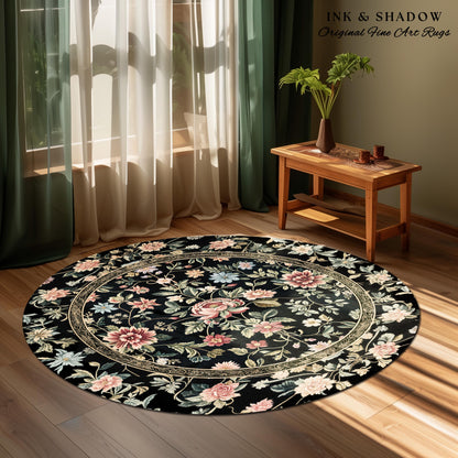 Elegant Victorian Floral Bedroom Rug | Maximalist Aesthetic Danish Pastel Home Decor Rustic Housewarming Gift Fairy Core Bedroom Whimsical |