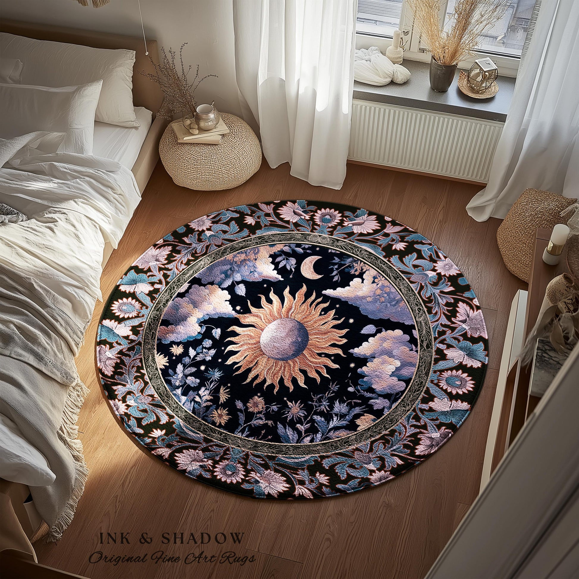 Enchanted Purples Boho Accent Rug | Celestial Mystic Tarot Inspired Witchy Pastel Bohemian Maximalist Bedroom Astrology Decor Witchy Energy