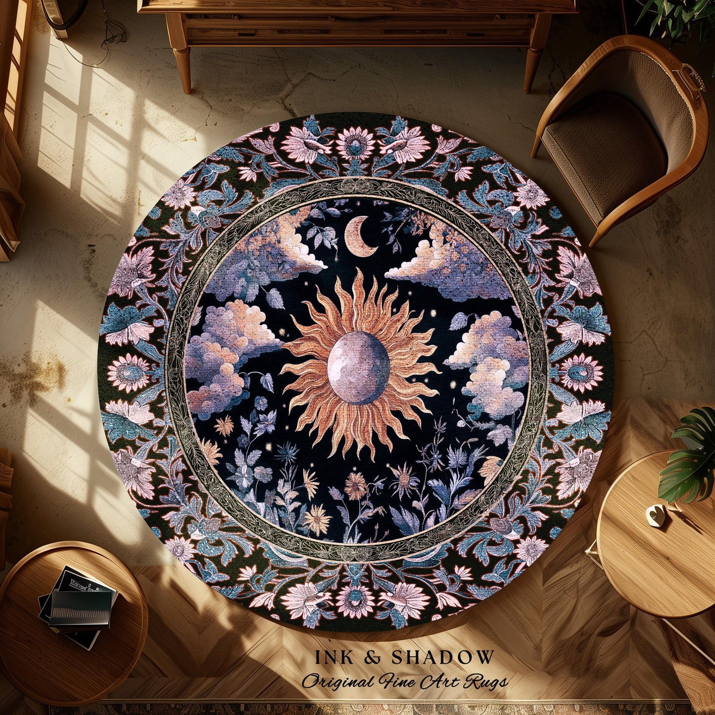Enchanted Purples Boho Accent Rug | Celestial Mystic Tarot Inspired Witchy Pastel Bohemian Maximalist Bedroom Astrology Decor Witchy Energy