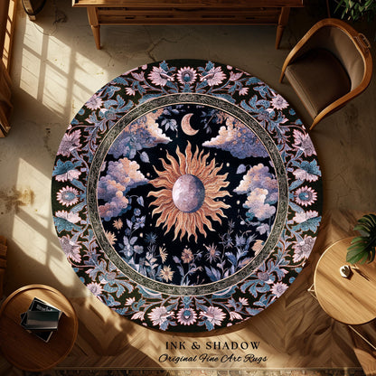 Enchanted Purples Boho Accent Rug | Celestial Mystic Tarot Inspired Witchy Pastel Bohemian Maximalist Bedroom Astrology Decor Witchy Energy
