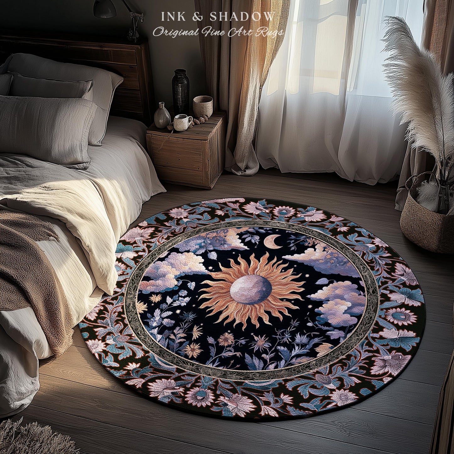 Enchanted Purples Boho Accent Rug | Celestial Mystic Tarot Inspired Witchy Pastel Bohemian Maximalist Bedroom Astrology Decor Witchy Energy