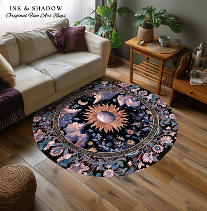 Enchanted Purples Boho Accent Rug | Celestial Mystic Tarot Inspired Witchy Pastel Bohemian Maximalist Bedroom Astrology Decor Witchy Energy