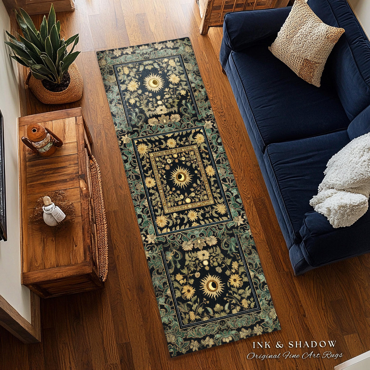 Earthy Spiritual Sun Accent Rug | Hippie Gothic Botanical Ethereal Mystic Bedroom Rug Whimsical Celestial Tarot Aesthetic Astrology Witchy |