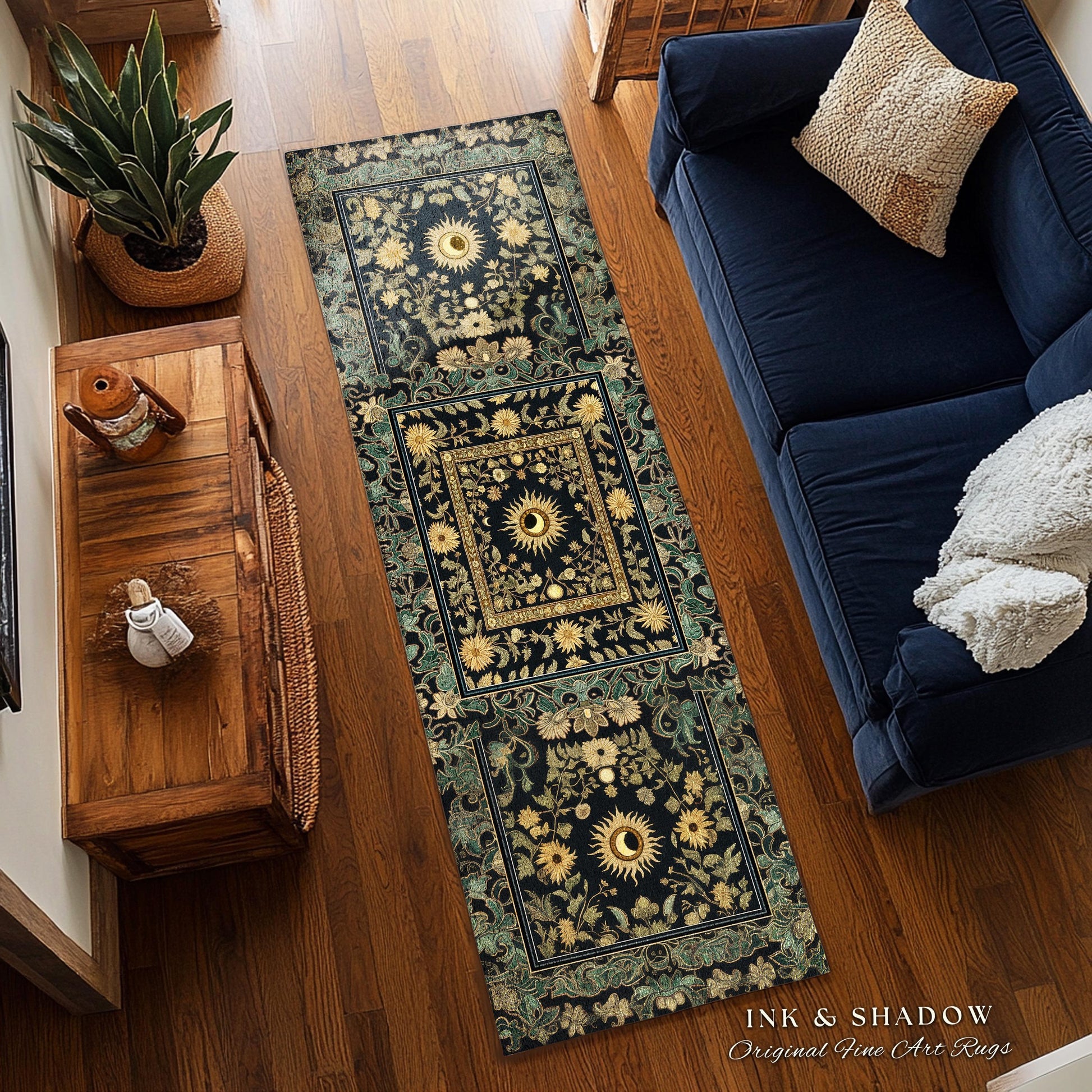 Earthy Spiritual Sun Accent Rug | Hippie Gothic Botanical Ethereal Mystic Bedroom Rug Whimsical Celestial Tarot Aesthetic Astrology Witchy |