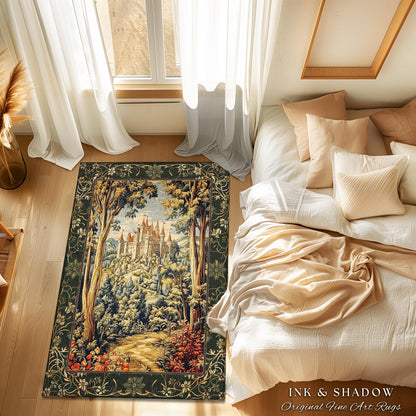 Regal Rococo Mystic Castle Runner Rug | Ethereal Fairycore Rug Folklore Aesthetic Magic Woodland Botanical Hallway Dark Academia Decor Indie