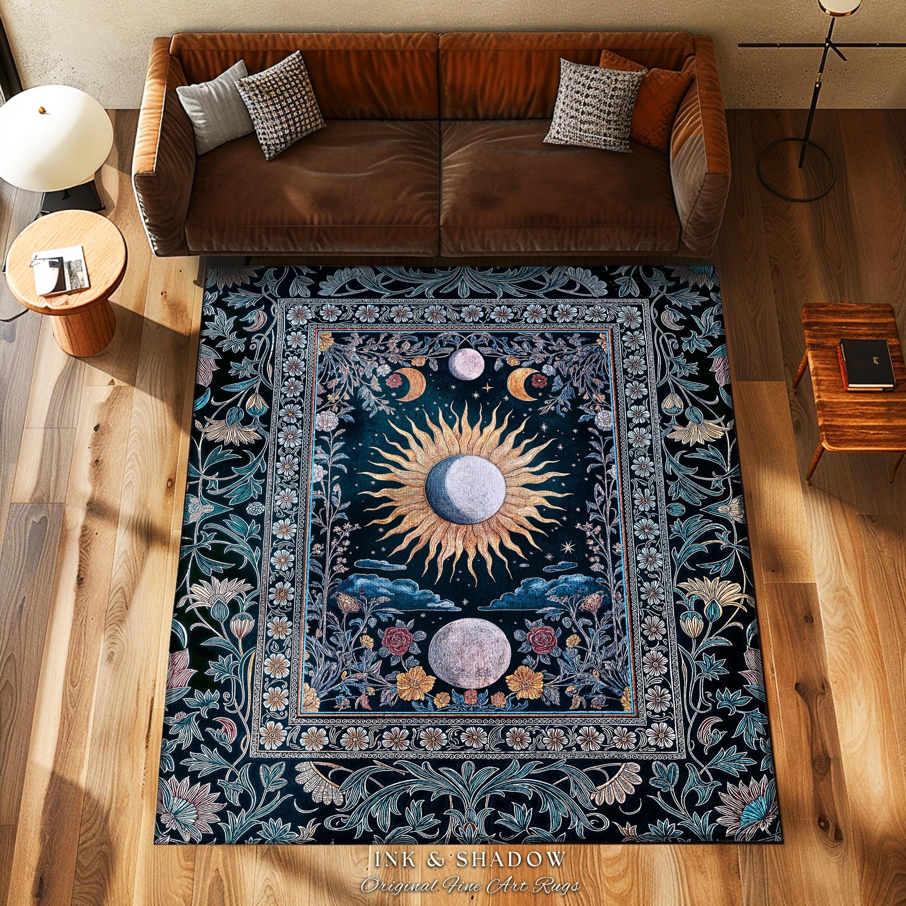 Whimsigothic Eclectic Moon Rug | Celestial Boho Mystic Tarot